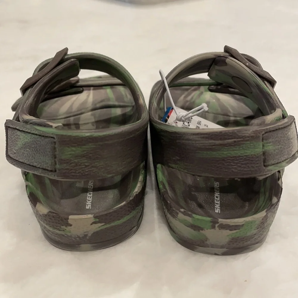Skechers Boys Camo Watercolor Brown Green Sandals